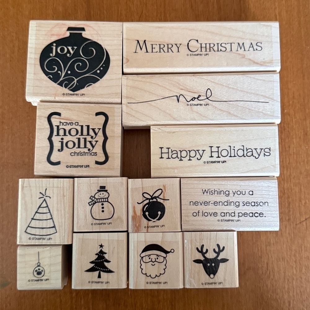 Stampin' Up! Christmas Holiday Rubber Stamp Collection Set 13 Wood Mount Crafts